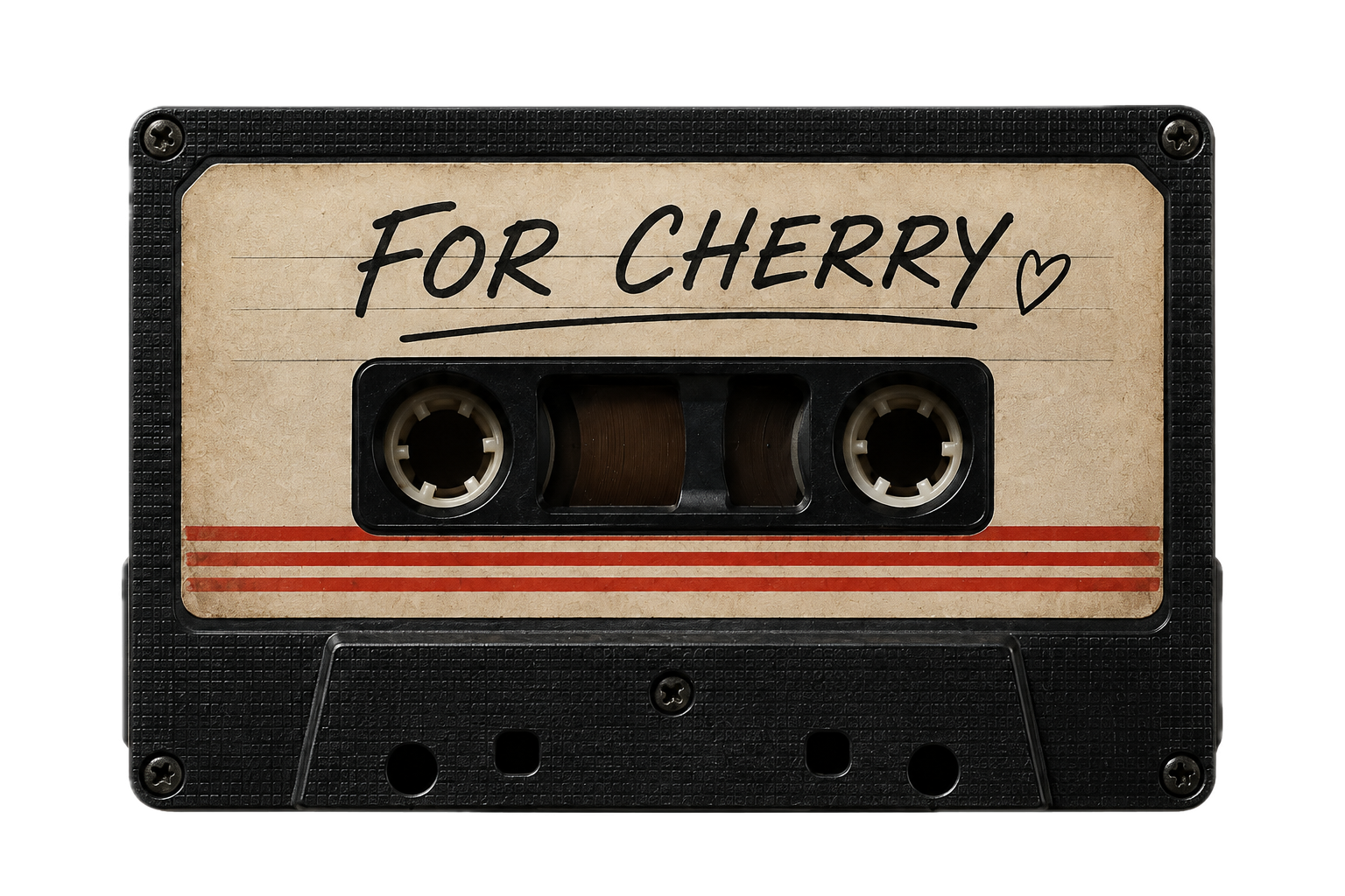 A cassette tape labelled For Cherry